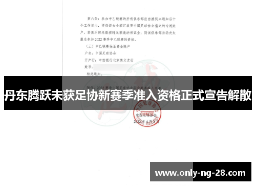 丹东腾跃未获足协新赛季准入资格正式宣告解散